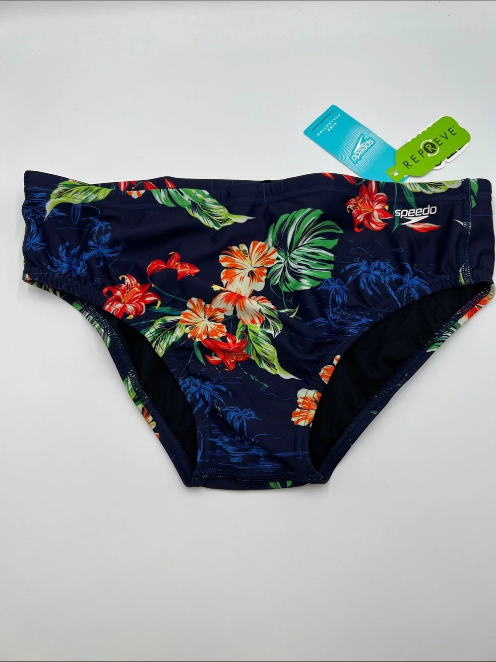 Speedo Endurance racer swimming brief shorts Island floral Euro swim men new 38